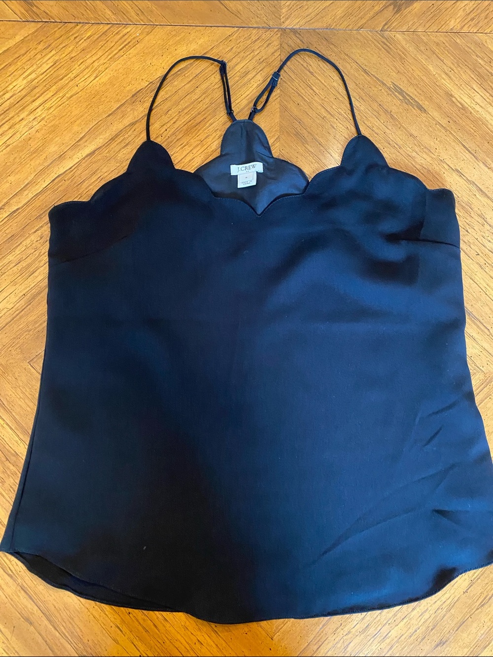 J. Crew Black Scallop-Edge Camisole